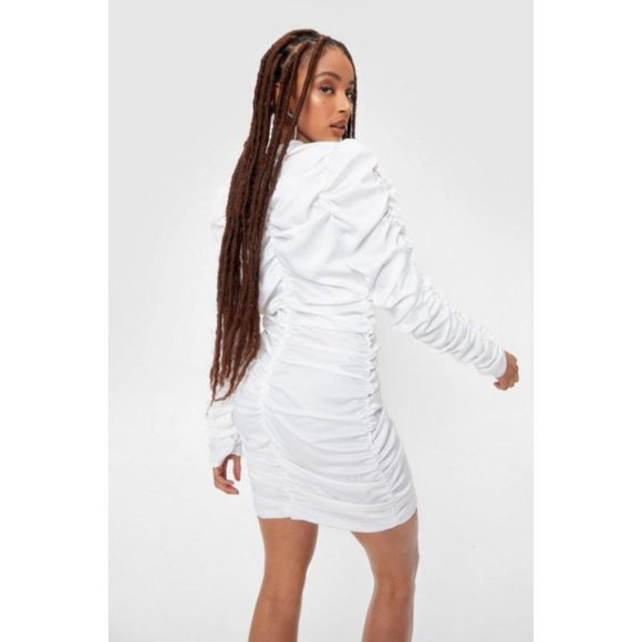 Satin Ruched Bodycon Mini Dress - Picture 5 of 5